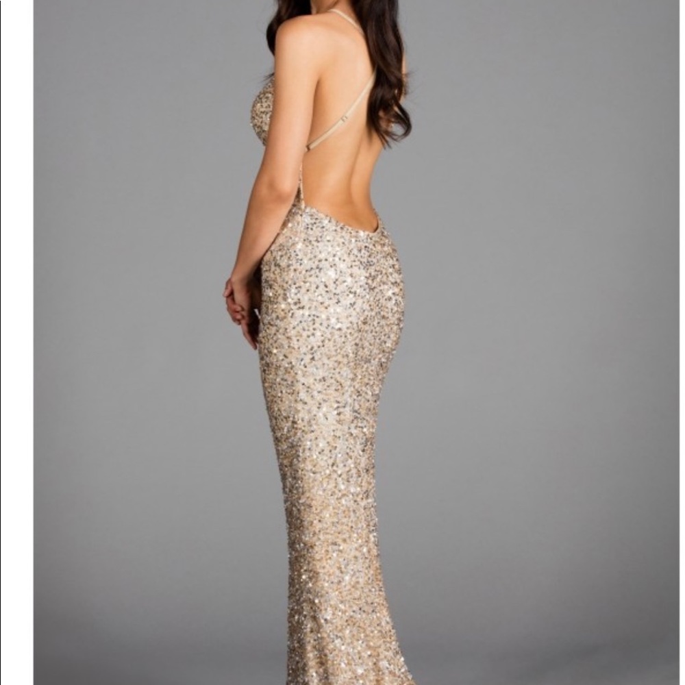 Scala 47551 X Back Sequin Evening Gown - image 2